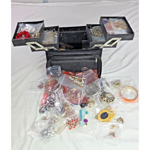 Vintage Stila Jewelry Case with Assorted Mystery Costume Jewelry